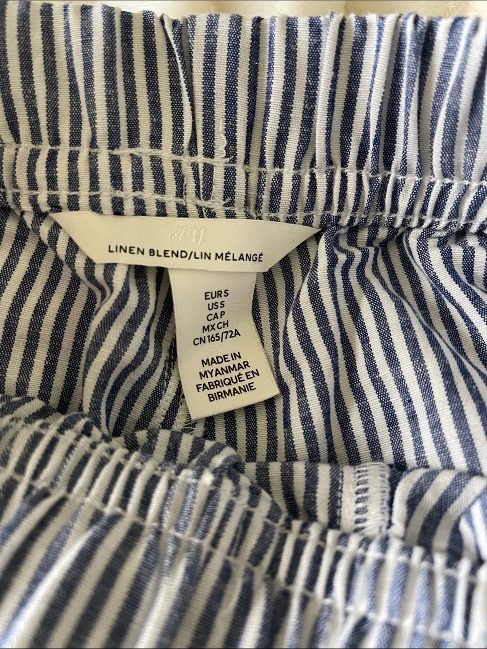Women’s Blue & White Striped Drawstring Linen Pants